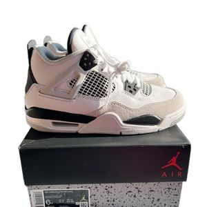 Air Jordan 4 retro (GS) size 6Y white/black – neutral gray